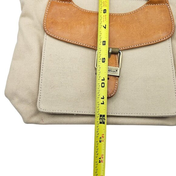 Eddie Bauer Canvas & Leather Small Tote Braided Double Handles Buckle Accent - Picture 11 of 16